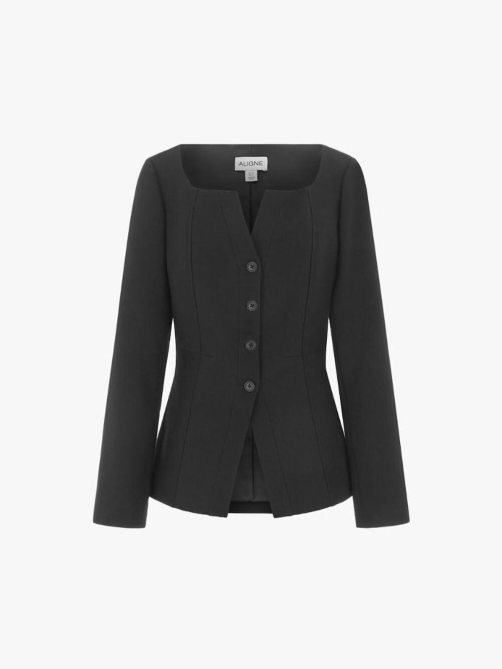 Aligne Black Square-Neck Tailored Blazer